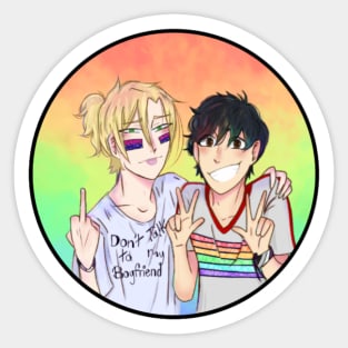 Ash and Eiji Pride Sticker